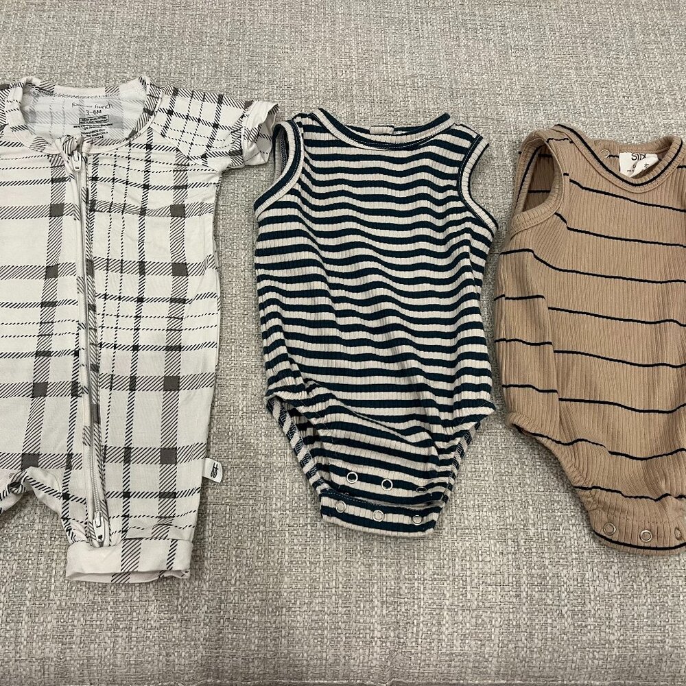 SIIX ,FOREVER FRENCH 3Pcs Lot Baby Rompers Clothes 0-3/3-6 Month